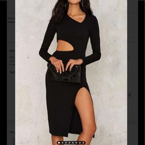 Nasty Gal Black Cut-Out Midi Dress